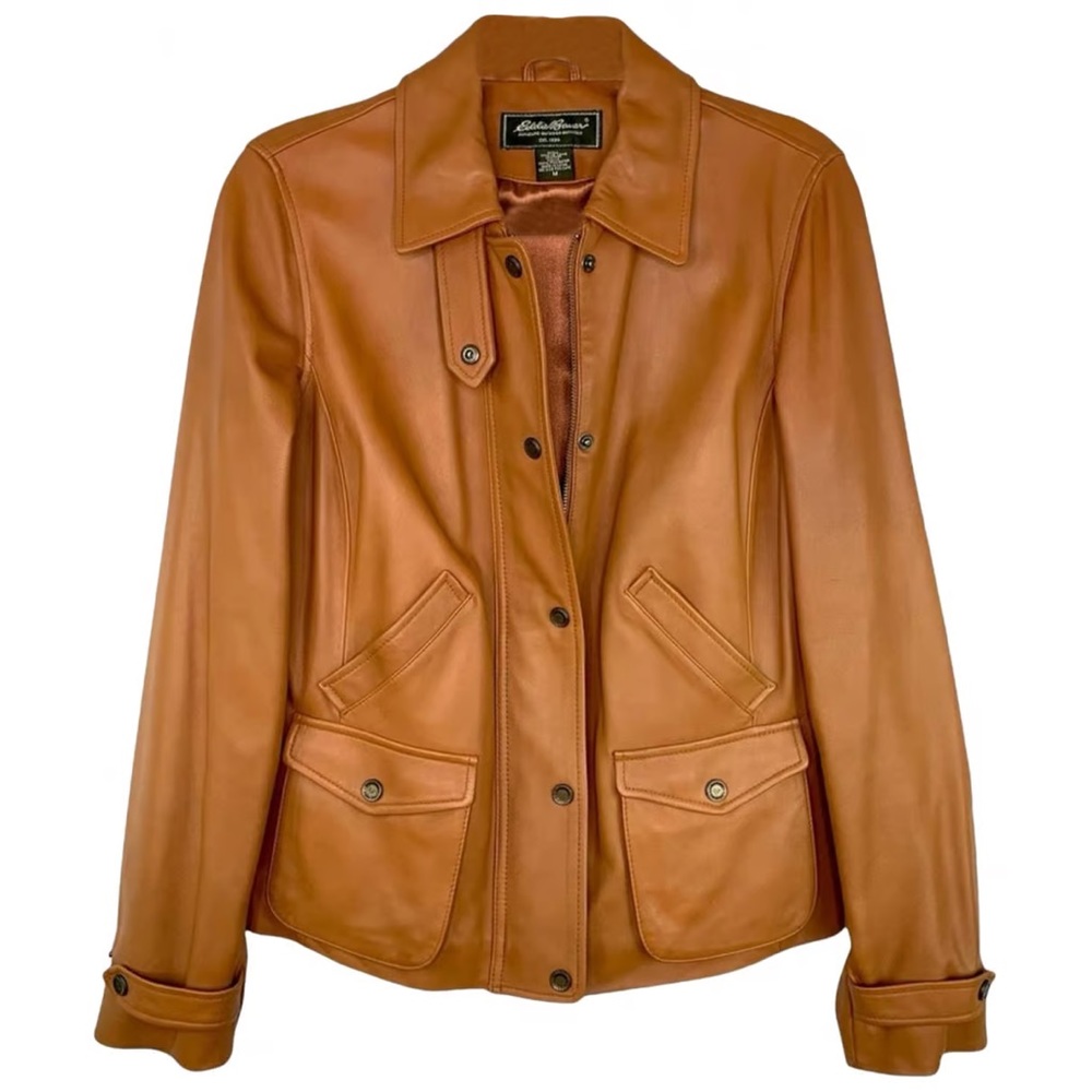 Authentic Eddie Bauer leather biker jacket